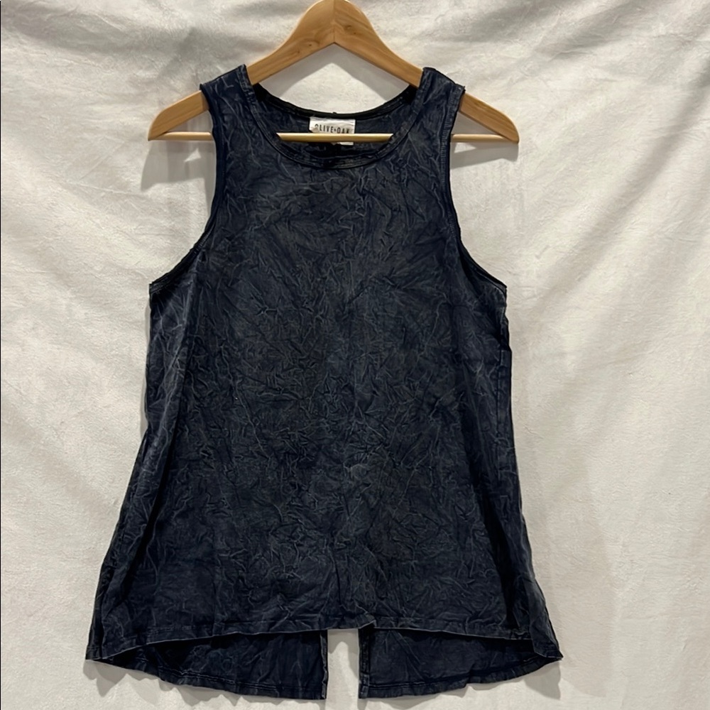 Evereve Olive & Oak split back tie dye crinkle wash Tank